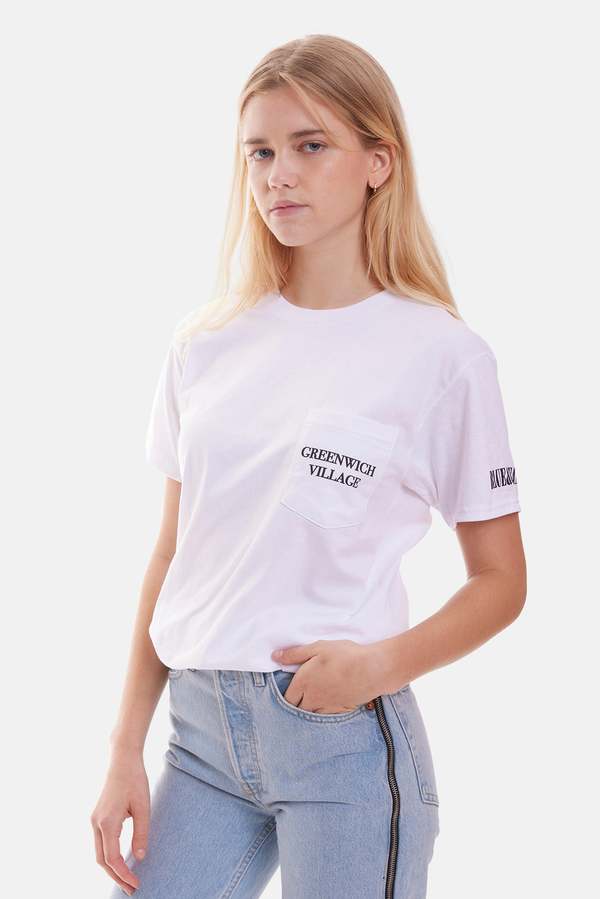 Blue&Cream Greenwich Village Pocket Tee - White