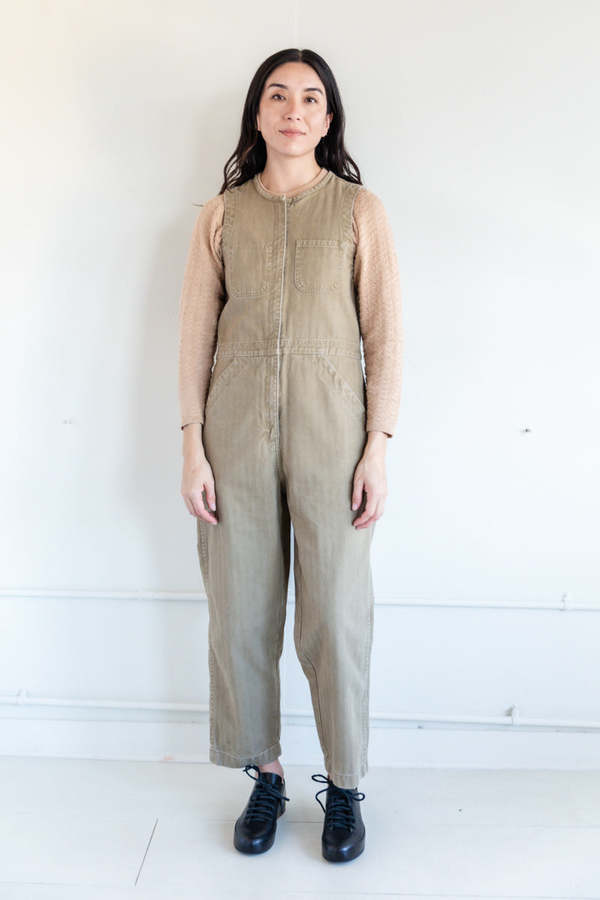 Caron Callahan Tobias Herringbone Twill Jumpsuit - Barley | Garmentory