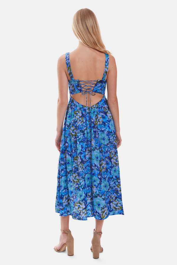 For Love & Lemons Astor Midi Dress - Blue