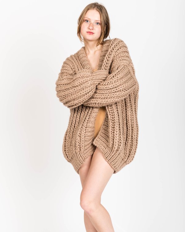 I love Mr Mittens Fisherman Cardigan in Taupe | Garmentory