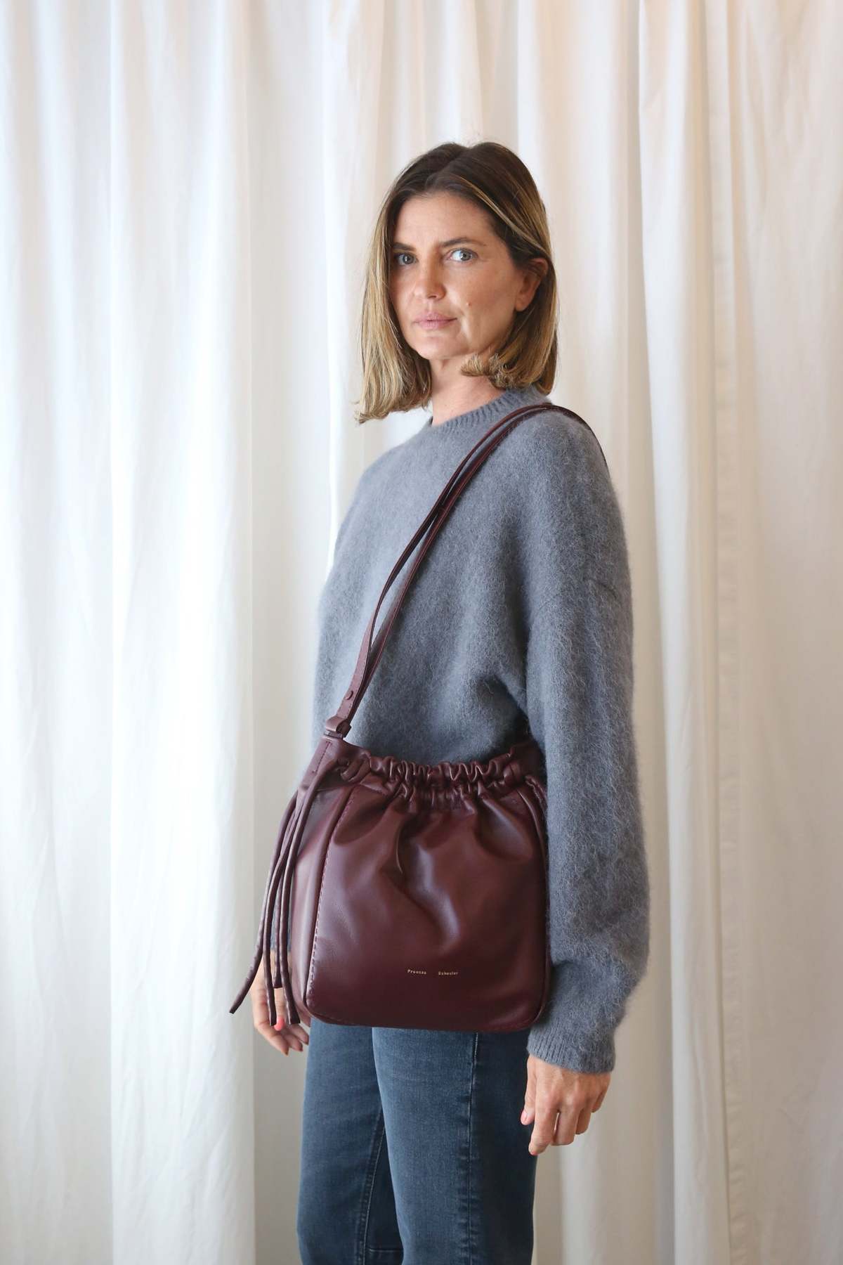 Proenza Schouler Drawstring Pouch Bag - Dark Red | Garmentory