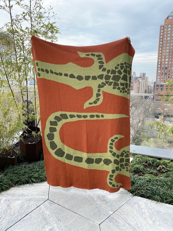 Cold Picnic Crocodile Knit Blanket - Thumbnail 2