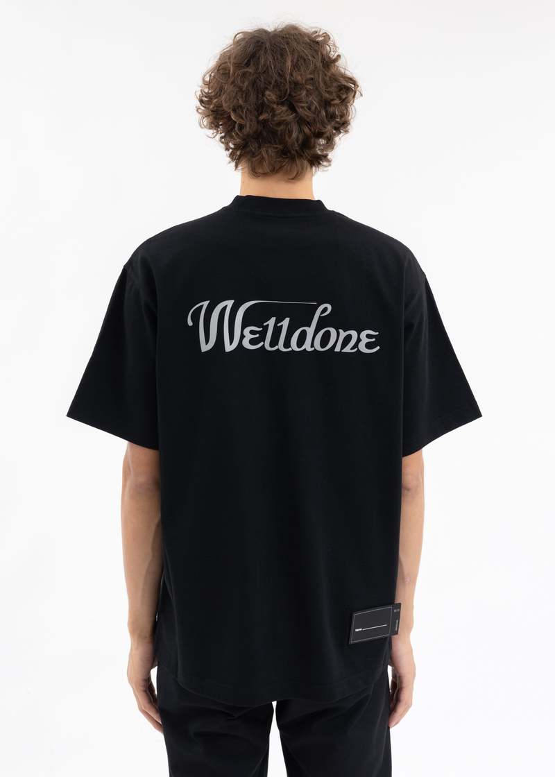 We11done We11done Logo T-shirt - Reflective Black | Garmentory