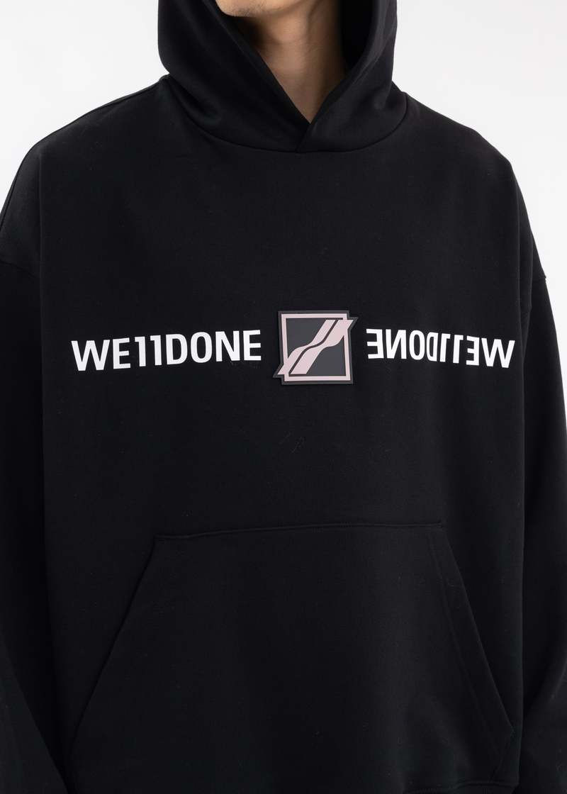 We11done Patched Mirror Logo Hoodie - Black | Garmentory 
