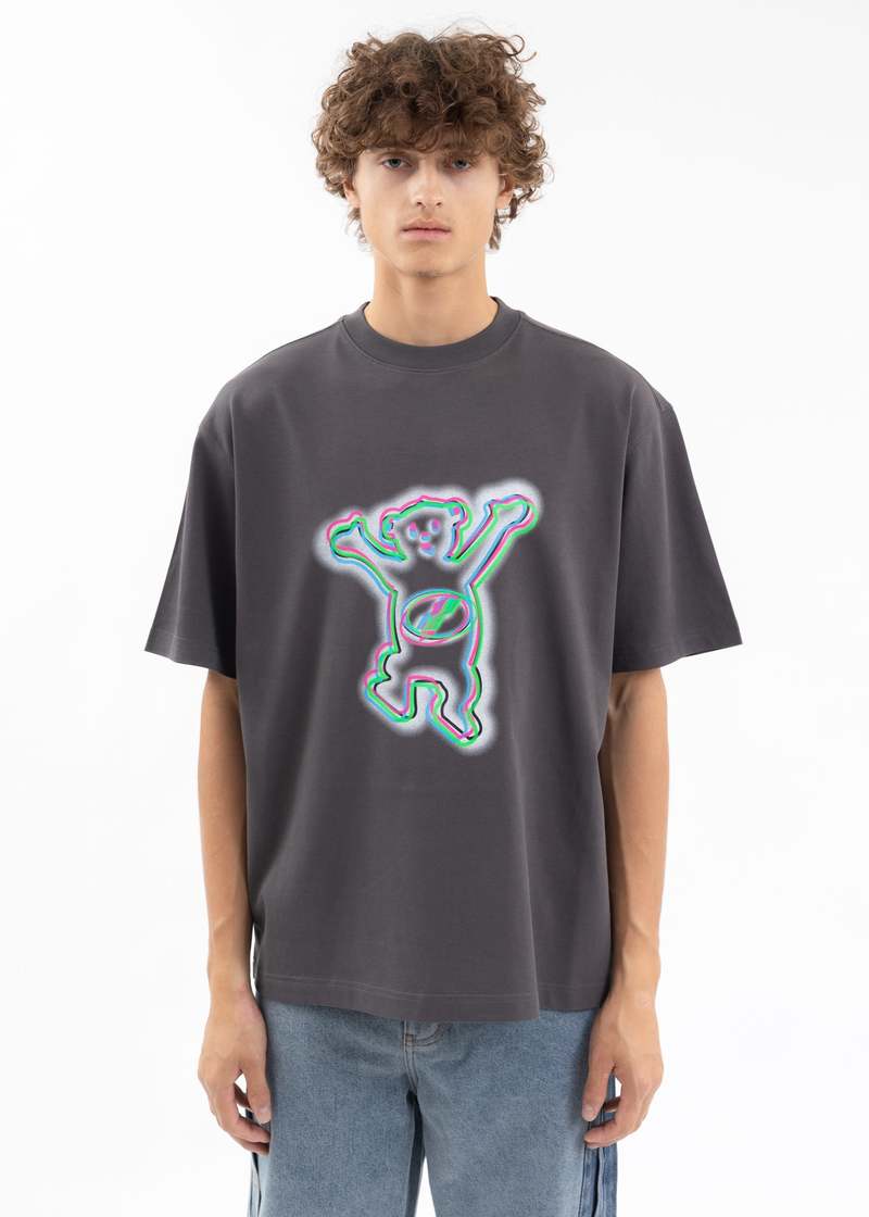 Tシャツ・カットソー WE11DONE Men T Shirts WDTT123793UCH CHARCOAL GREY We11done Colorful Teddy Print T-shirt - Charcoal | Garmentory
