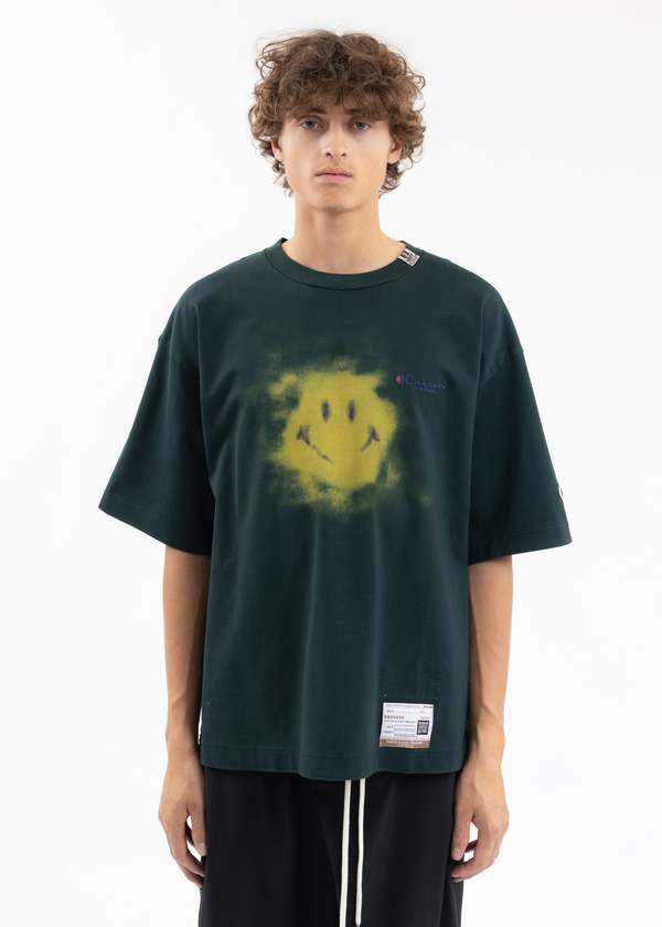 Mihara Yasuhiro Green Smily Face Printed Tee | Garmentory