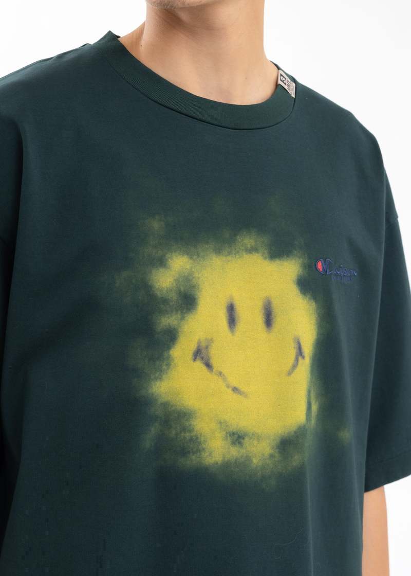 Mihara Yasuhiro Green Smily Face Printed Tee | Garmentory
