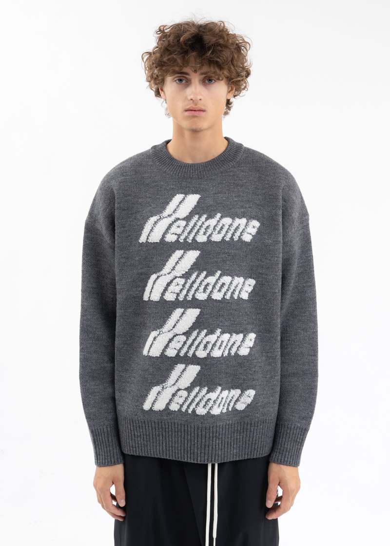 we11done LOGO PILE KNIT SWEATER - GREY | Garmentory