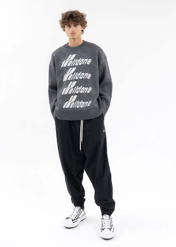 we11done LOGO PILE KNIT SWEATER - GREY | Garmentory