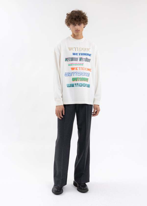 WE11DONE / 長袖カットソー/XS/コットン/WHT We11done Logo Long-sleeved T-shirt - White Multi | Garmentory