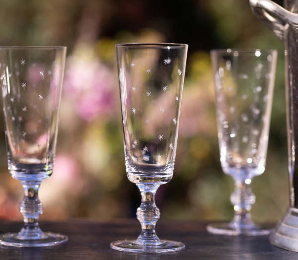 The Vintage List Stars Crystal Champagne Flutes Set of 4