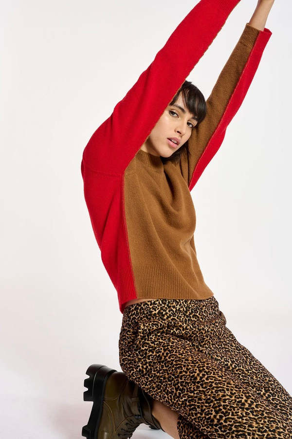 Essentiel Antwerp- Cama Turtleneck Sweater Brown/Red Garmentory