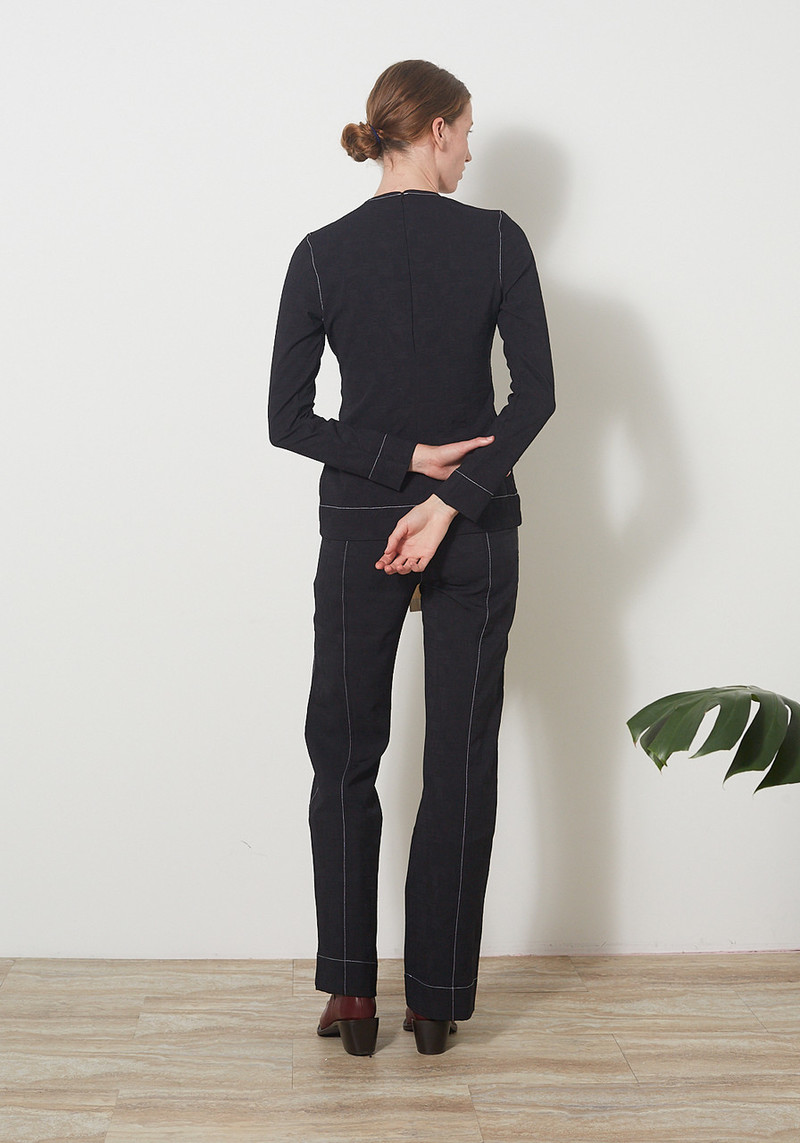 正規店仕入れの Ganni Stretch Jacquard Ruched Blouse - Black | Garmentory トップス