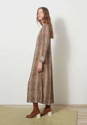 Ganni Printed Light Crepe LS Maxi Dress - Snake Starfish | Garmentory