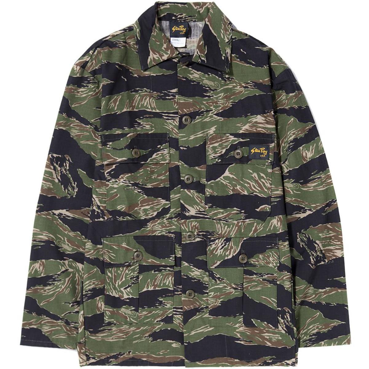 STAN RAY FOUR POCKET MILITARY STYLE JACKET / TIGER STRIPE RIP STOP 