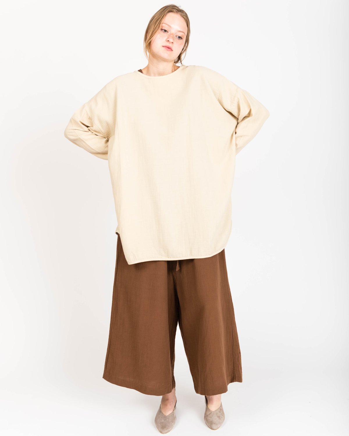 Revisited Matters Shelter Crinkle Tunic in Oat - Image 1 of 6