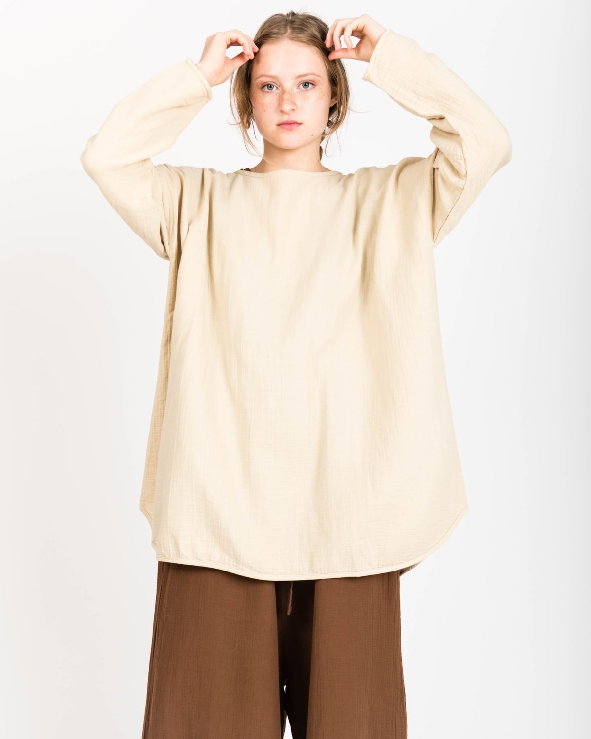 Revisited Matters Shelter Crinkle Tunic in Oat - Image 2 of 6