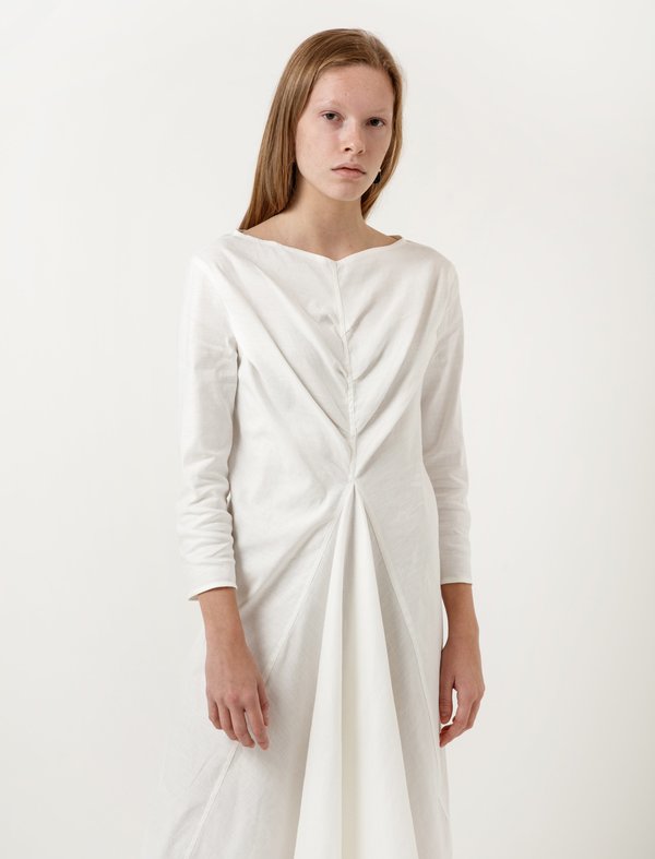 Lemaire Flared Dress Chalk Cotton Linen | Garmentory