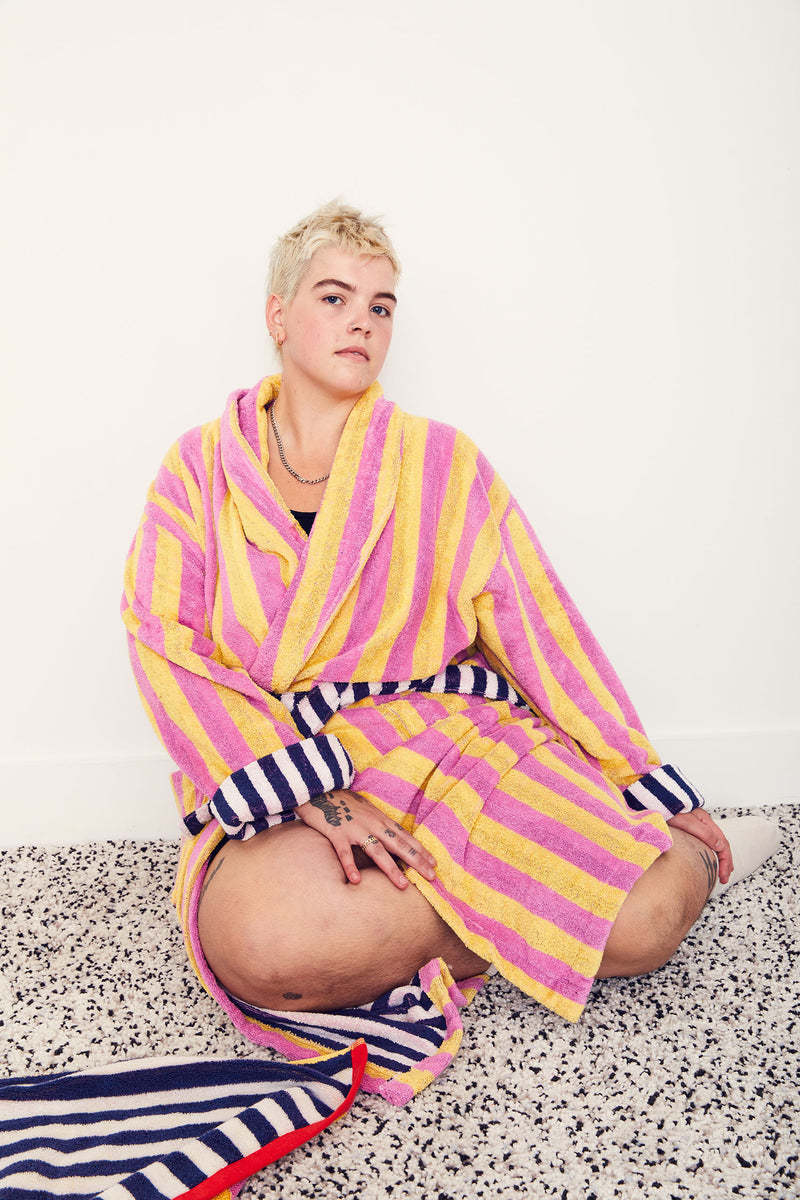 Dusen Dusen  Bathrobe NEW Stripes