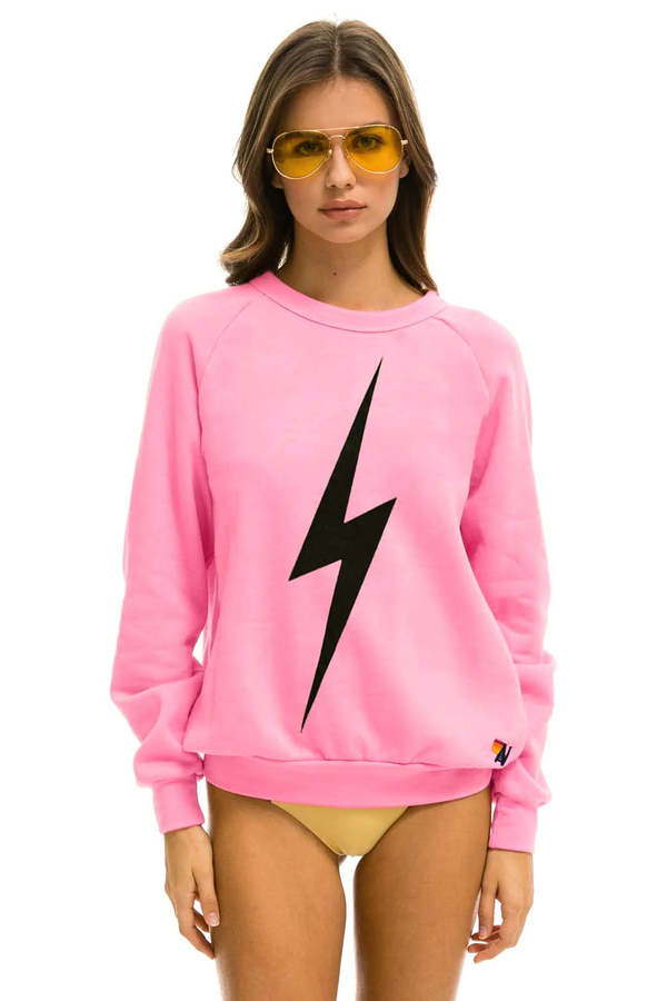 Aviator Nation Bolt Crew Sweatshirt - Neon Pink/Black Aviator Nation Bolt Crew Sweatshirt - Neon Pink/Black