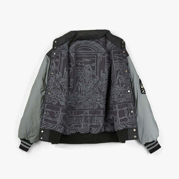 Fucking Awesome Reflective Varsity Puffer Jacket - Black Multi