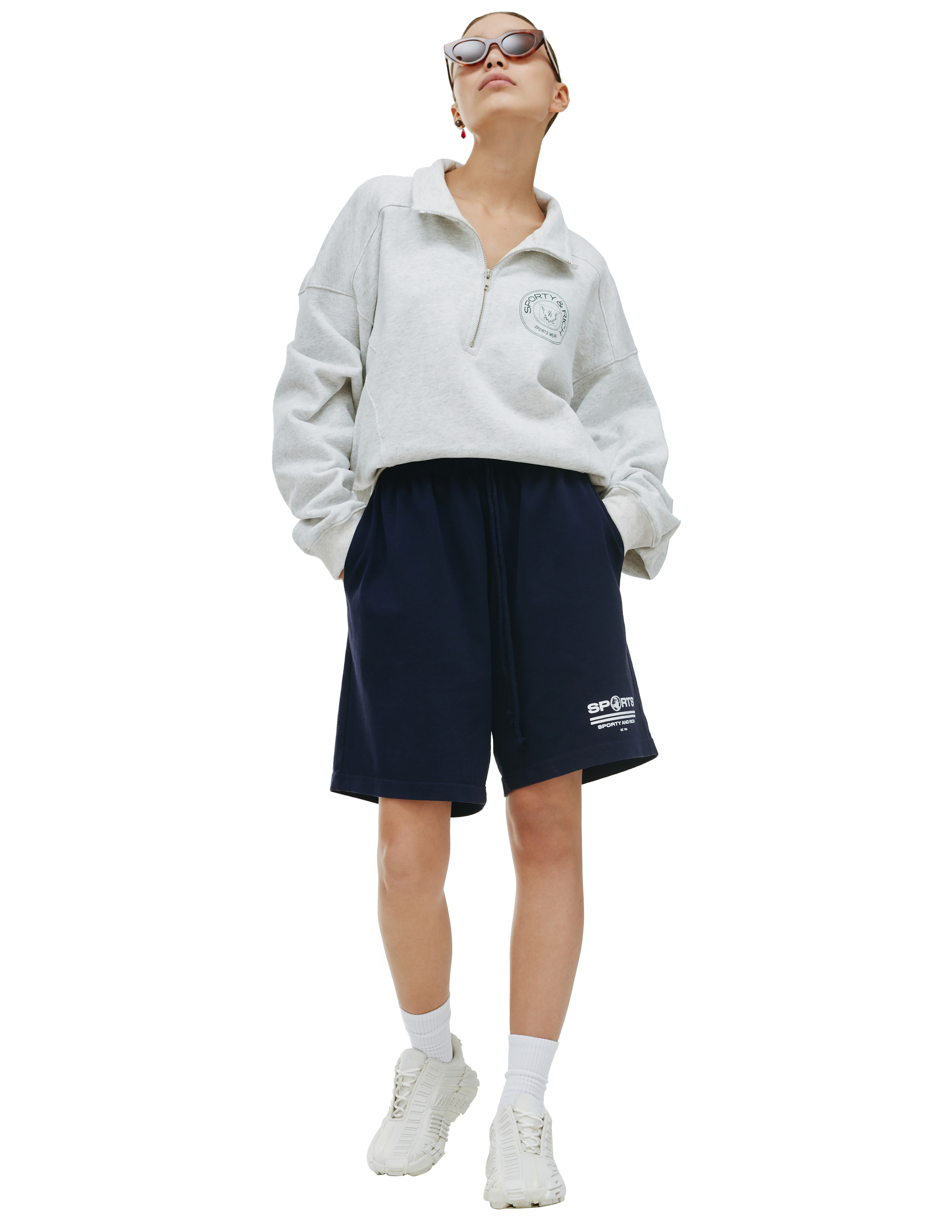 Sporty & Rich Sports Gym Shorts - Navy Blue | Garmentory