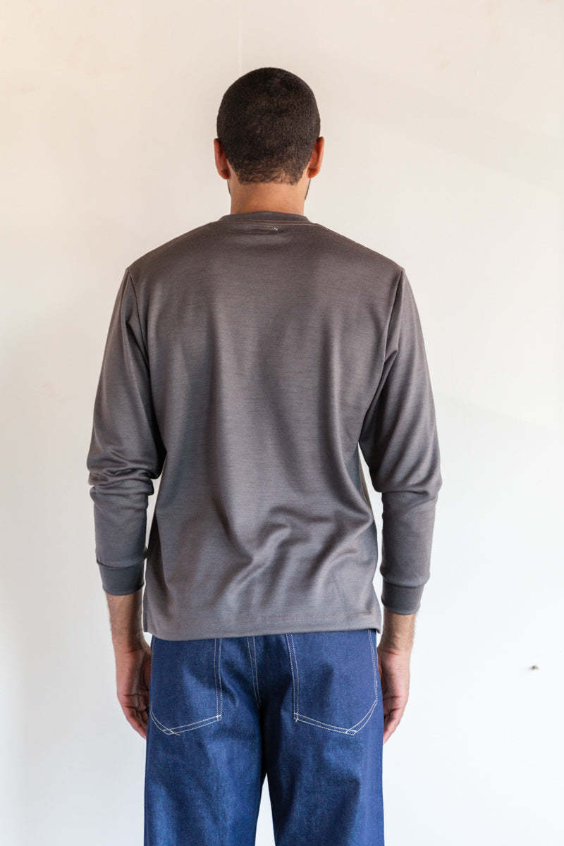 LONG SLEEVE MERINO WOOL TEE IN BROWN CLAY | Garmentory