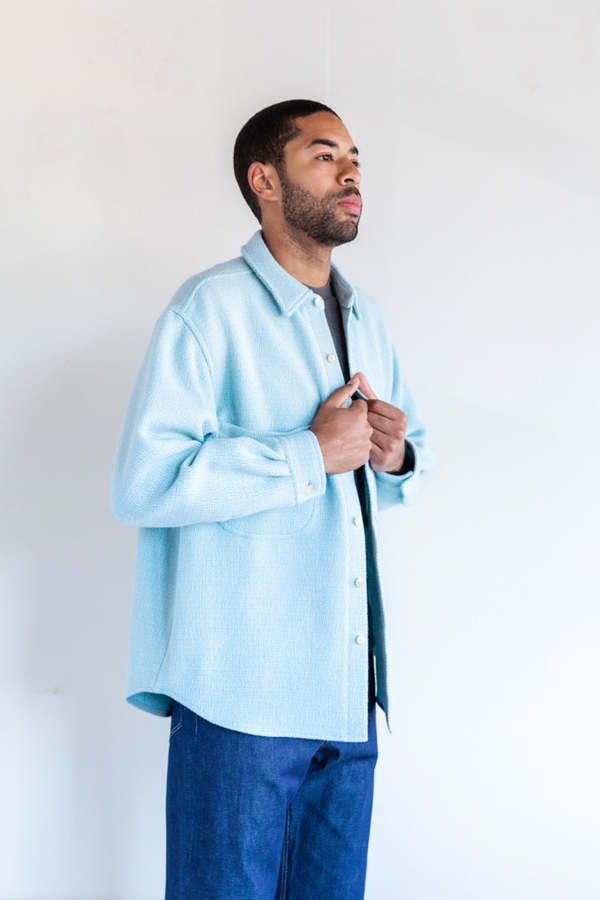 Auralee Shetland Wool And Organic Cotton Blouson - Light Blue