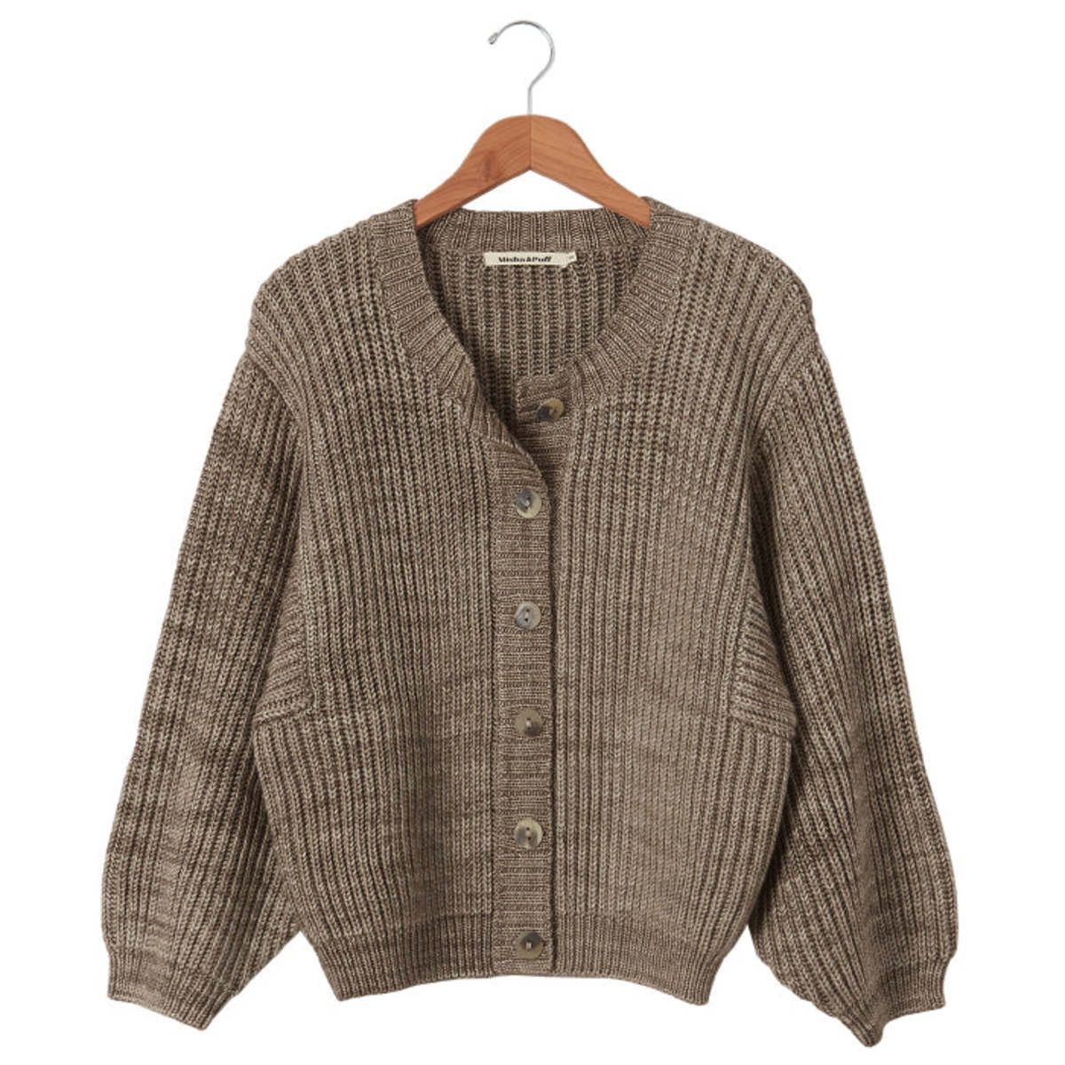 Misha & Puff Woman Fisherman Cardigan Brut Brown | Garmentory