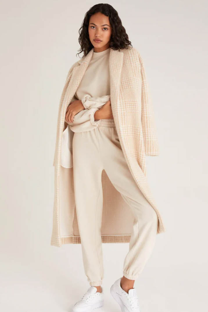 Z Supply Mason Houndstooth Coat Taupe Garmentory