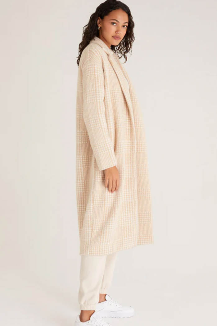 Z Supply Mason Houndstooth Coat Taupe Garmentory