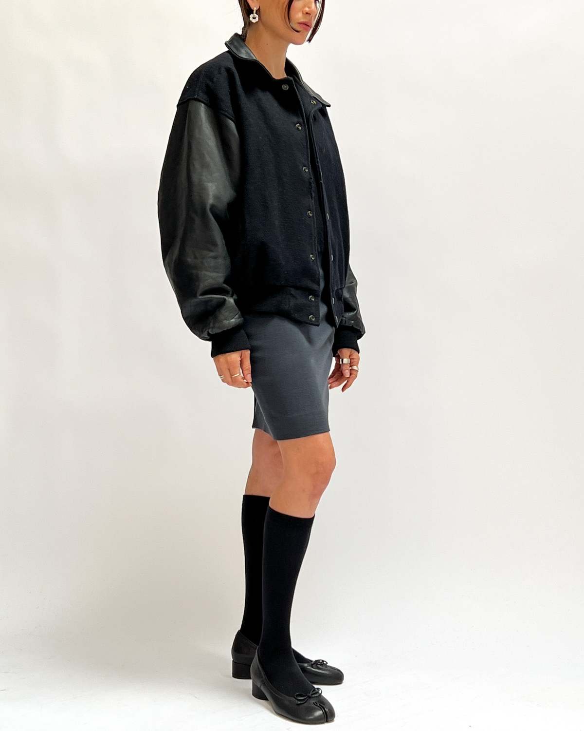 Leather Varsity Jacket Black Garmentory