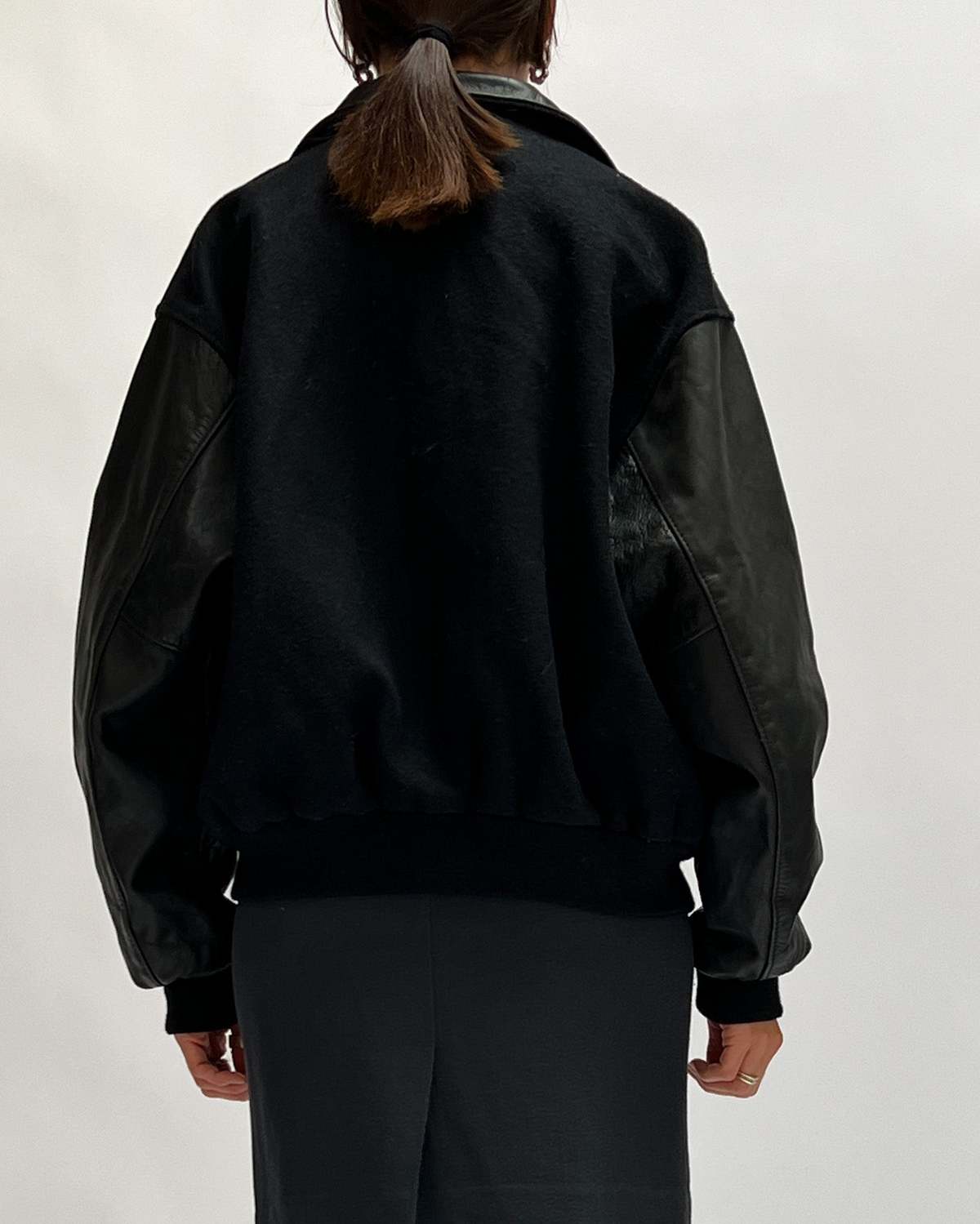 Leather Varsity Jacket Black Garmentory