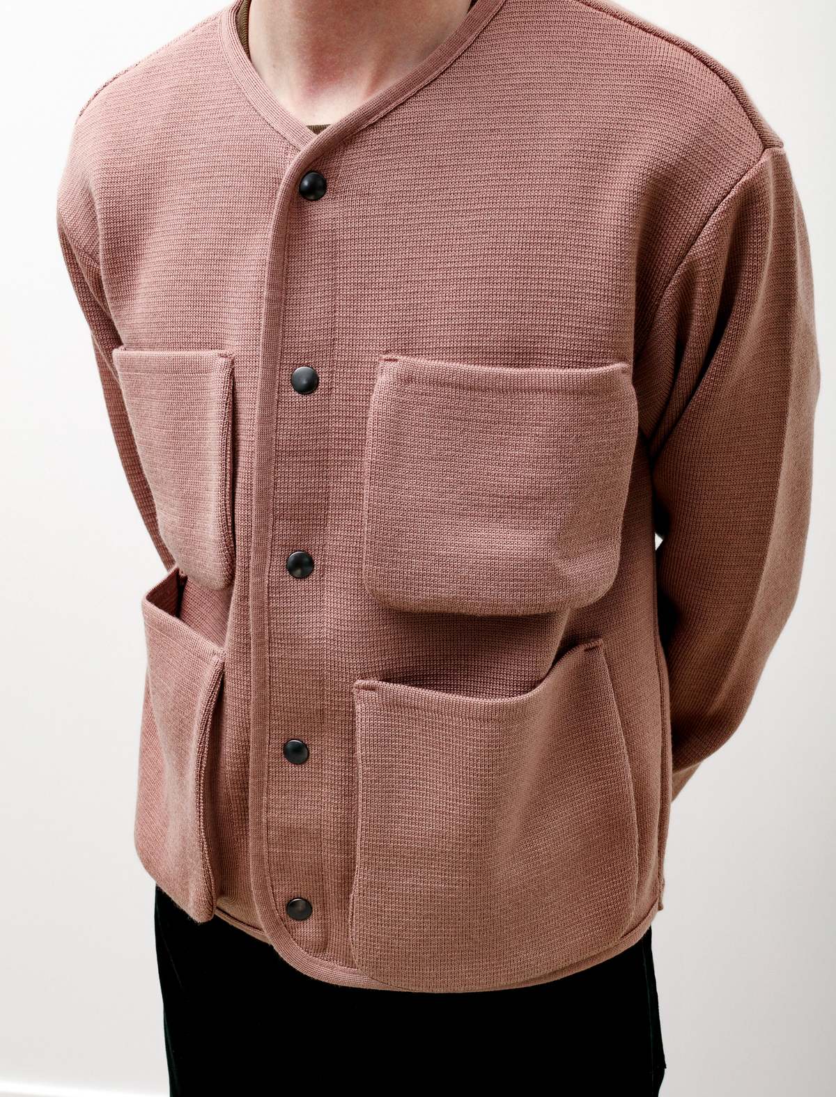 Arpenteur Mens George Snap Cardigan - Raspberry Grey | Garmentory
