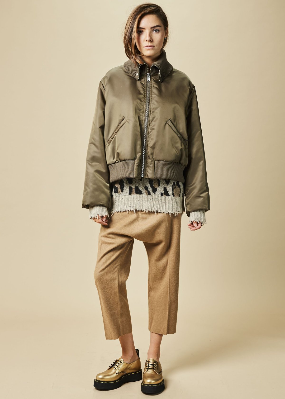 Hache Fold-Collar Bomber Jacket | Garmentory