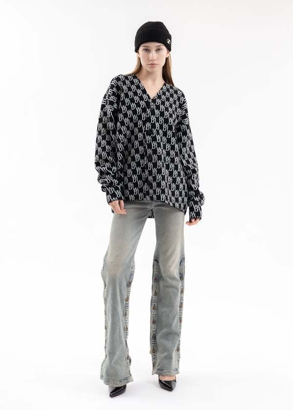 WD1 GRAPHIC KNIT CARDIGAN - BLACK | Garmentory