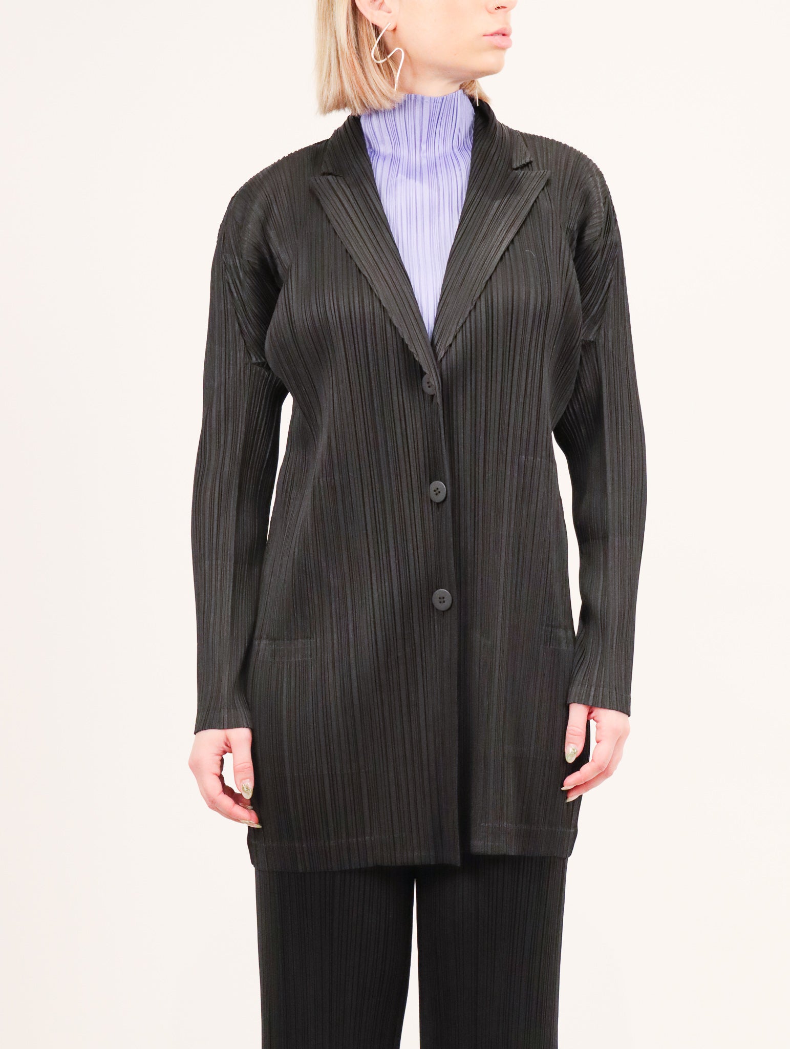 Pleats Please by Issey Miyake Forward 1 Long Jacket - Black 