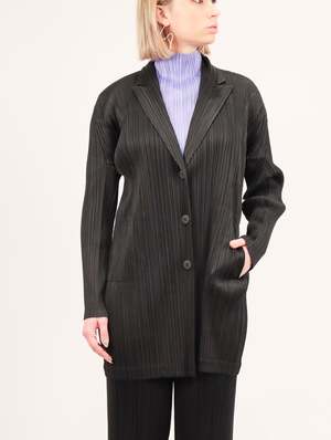 Pleats Please by Issey Miyake Forward 1 Long Jacket - Black