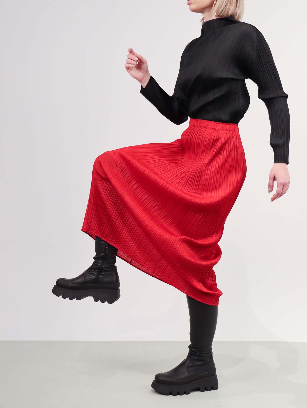 Pleats Please by Issey Miyake New Colorful Basics 3 Skirt - Red