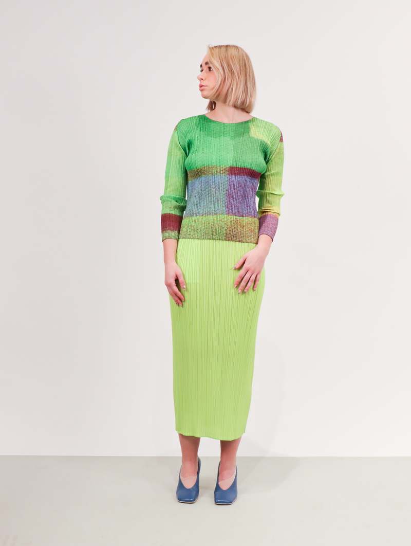 スカート PLEATS PLEASE ISSEY MIYAKE 3 New Colorful Basics 3 Skirt in Yellow Green by Pleats Please