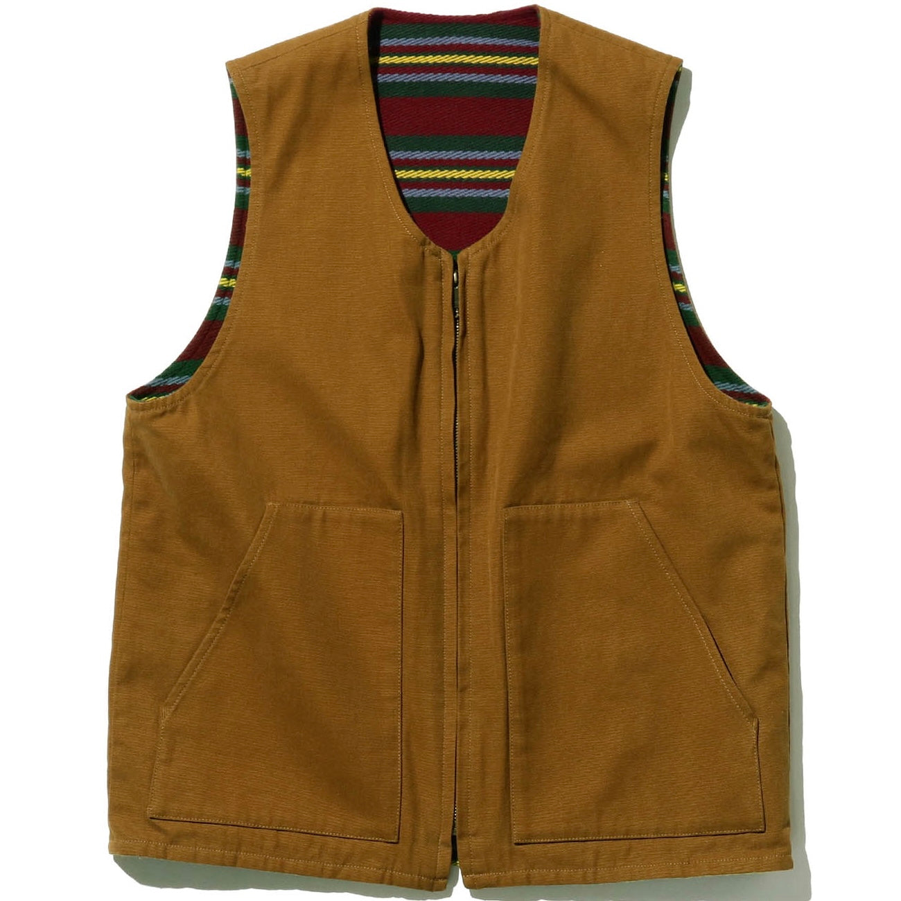 Beams Plus Work Zip Vest - Reversible Brown | Garmentory