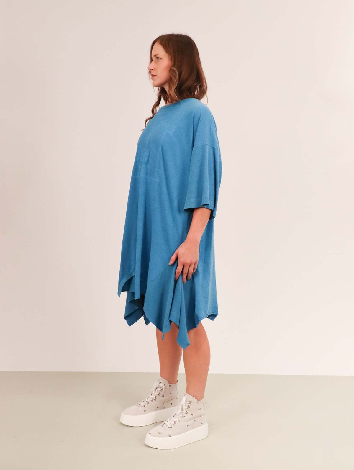 ★MM6 Maison Margiela★ Classic Shirt Dress Blue S52CT0684S5 Mm6 Maison Margiela Ladies Prussian Blue Asymmetric Cotton