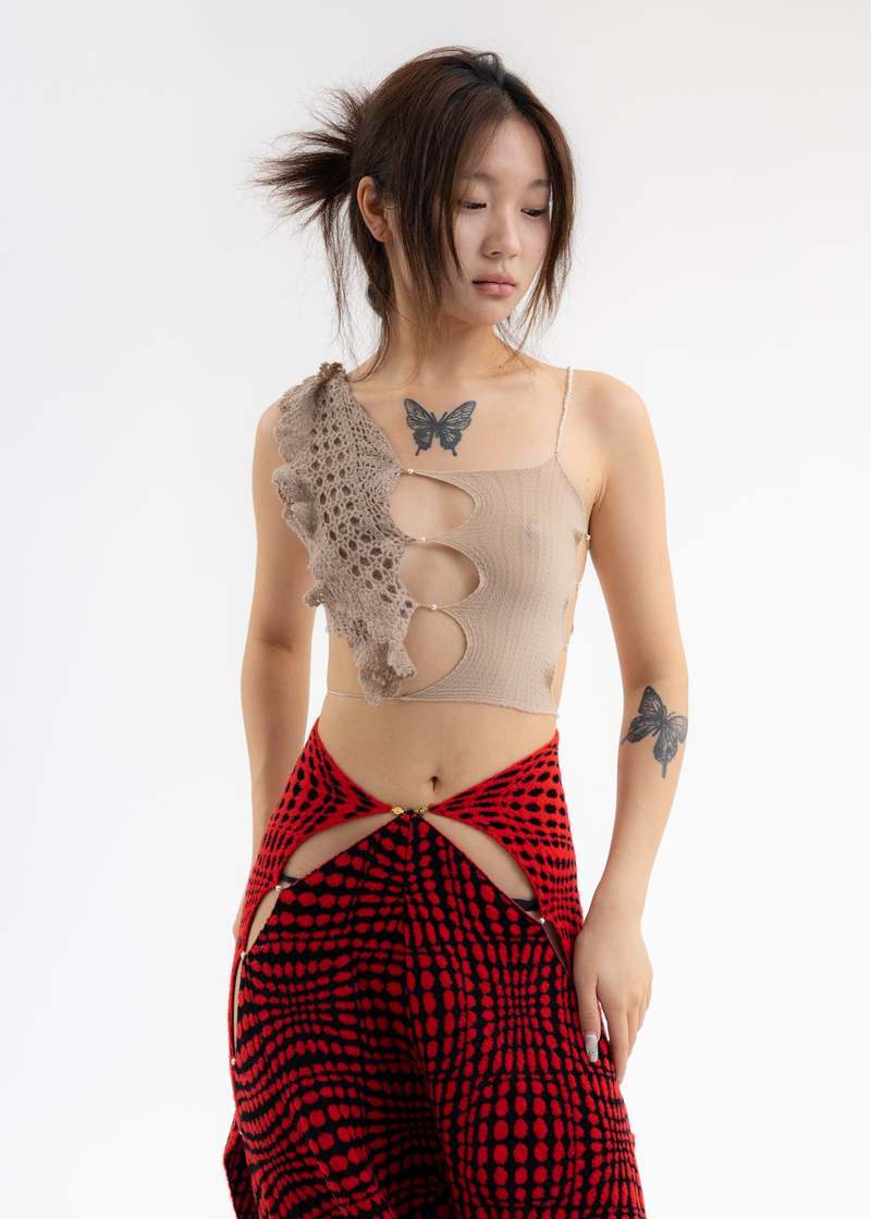 Rui Cut-out Top With Cashmere Leaf Crochet - Ficelle