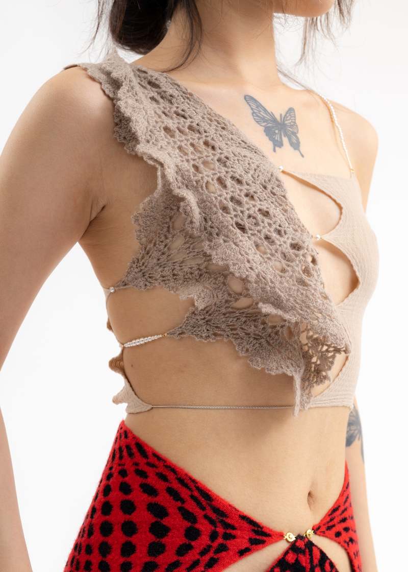Rui Cut-out Top With Cashmere Leaf Crochet - Ficelle