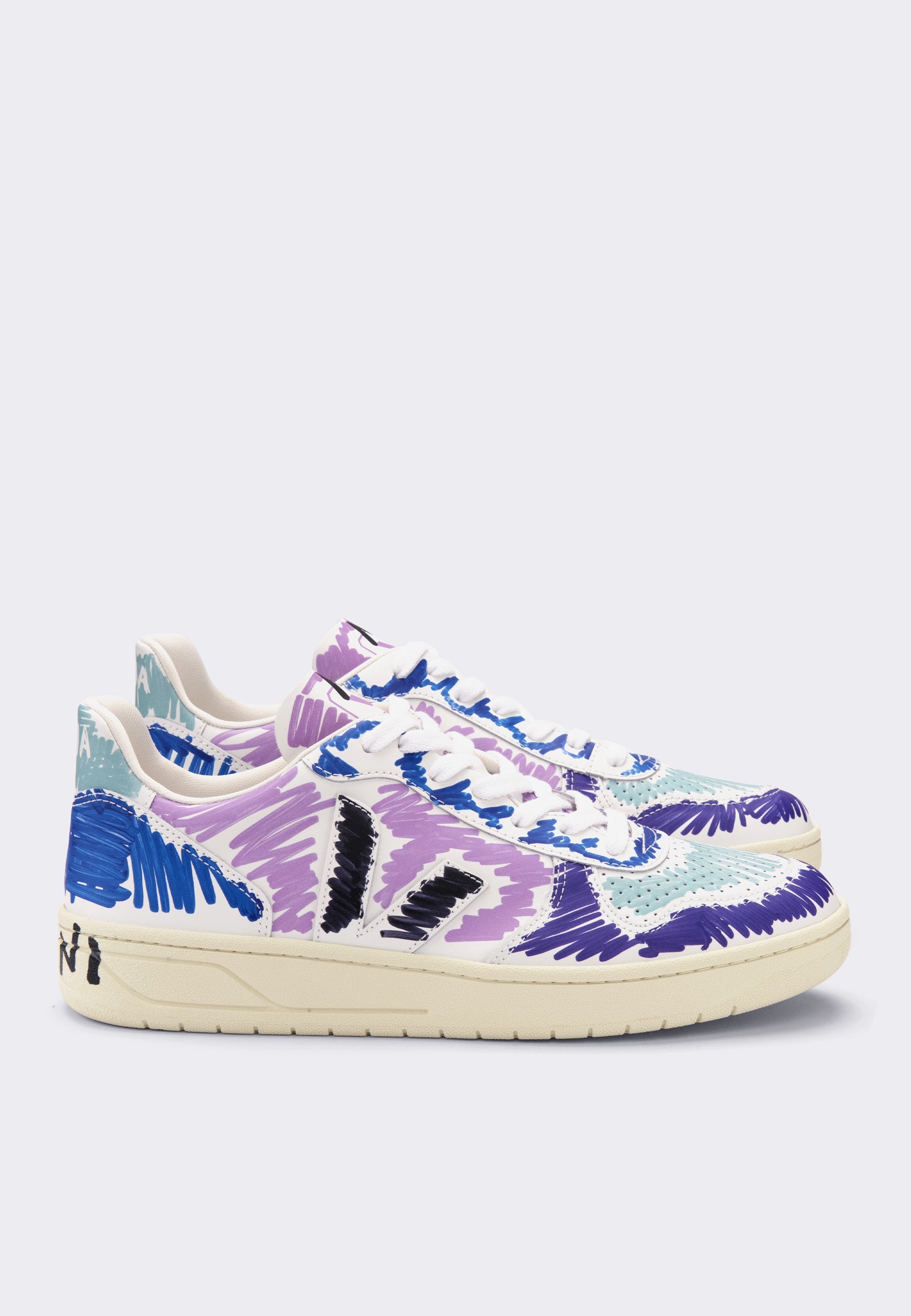 【VEJA】V-10 Leather｜Extra White Purple Black VEJA V-10 Leather Extra White Purple Black Trainers