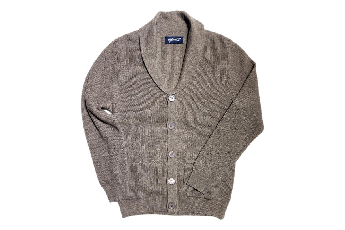 Milworks Wool Cashmere Shawl Cardigan Brown Garmentory