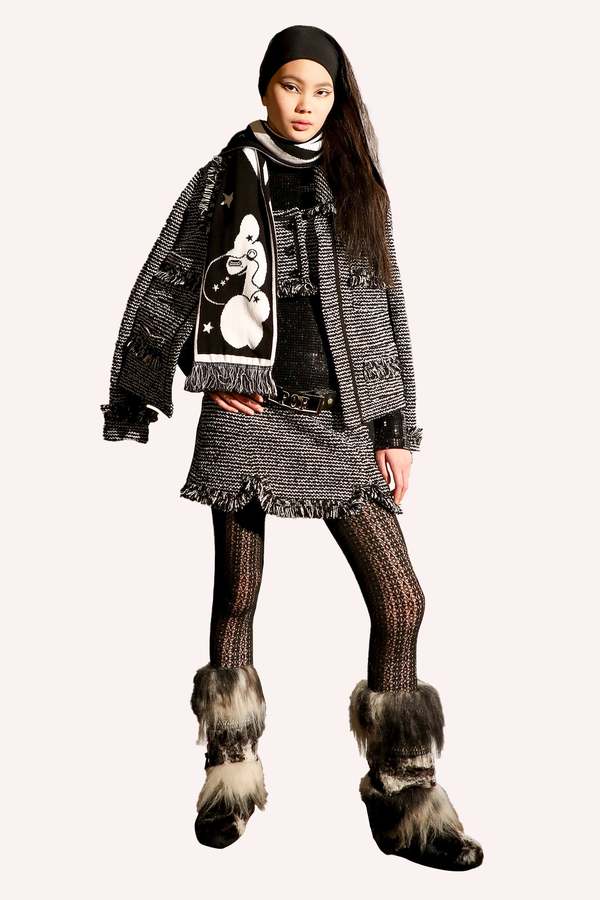 Anna Sui Mod Tweed Jacket - Black Multi