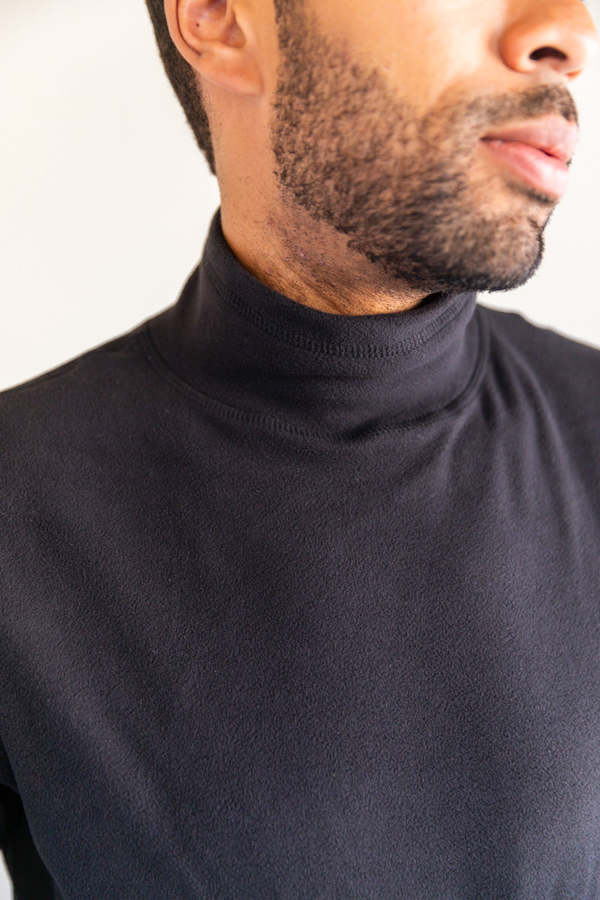 POLAR FLEECE MOCKNECK IN BLACK | Garmentory