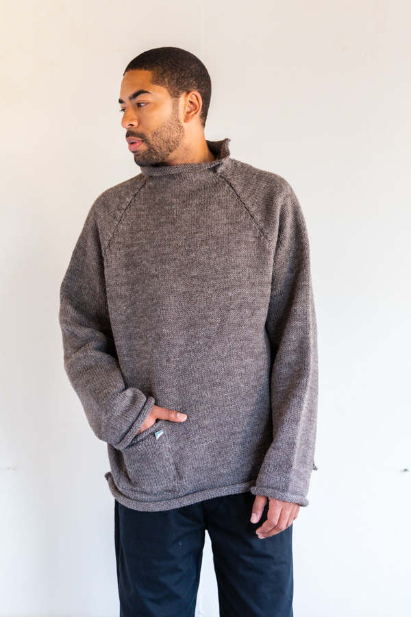Xenia Telunts FISHERMAN UNDYED BRITISH WOOL SWEATER - BROWN