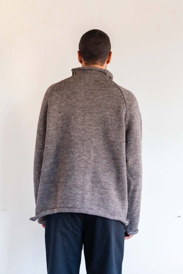 Xenia Telunts FISHERMAN UNDYED BRITISH WOOL SWEATER - BROWN